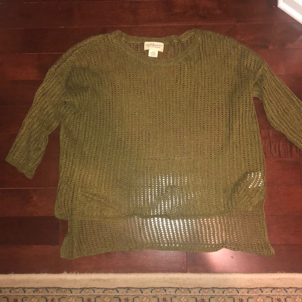 See through green sweater shirt